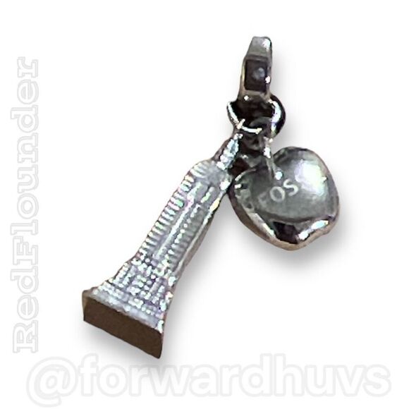 Fossil Silver Tone Empire State Building Charm with Red Rhinestone Embellished A - Picture 4 of 6